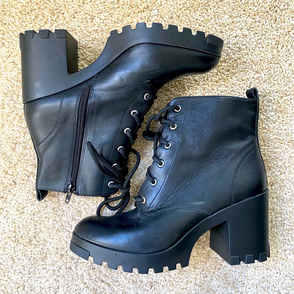 COPY - Genuine Leather Heeled Combat Boot